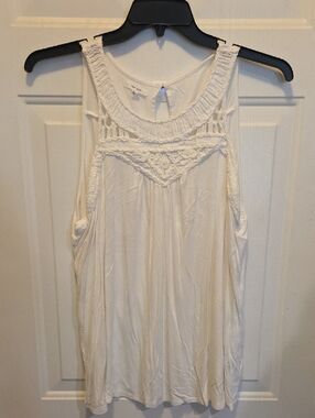 Maurices White Cotton Blend Scoop Neck Tank